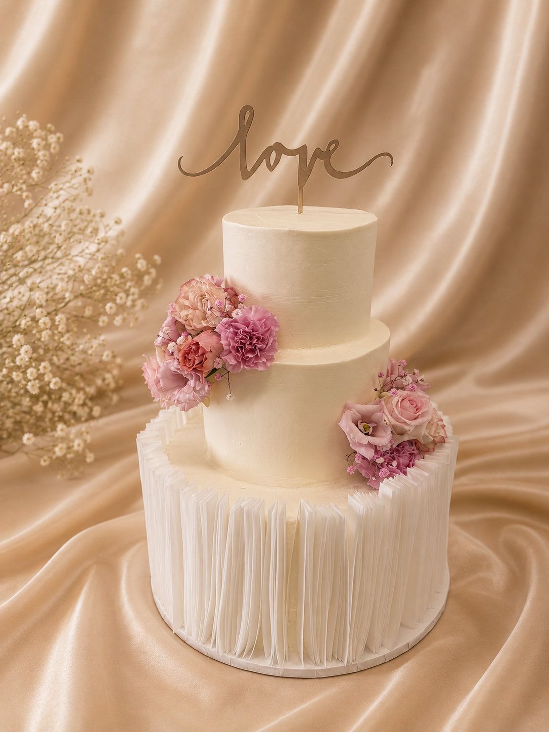 Wedding cake Cakeland décoré de fleurs fraîches