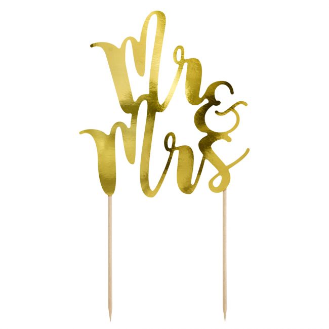 Cake topper Mr&Mrs Gold