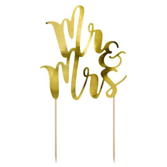 Cake topper Mr&Mrs Gold