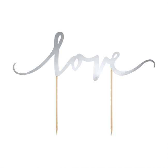 Cake topper Love Argent